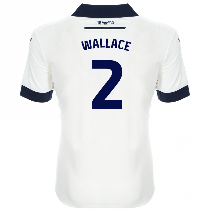 Damen Fußball Emily Wallace #2 Weiß Marineblau Auswärtstrikot Trikot 2024/25 T-Shirt Luxemburg