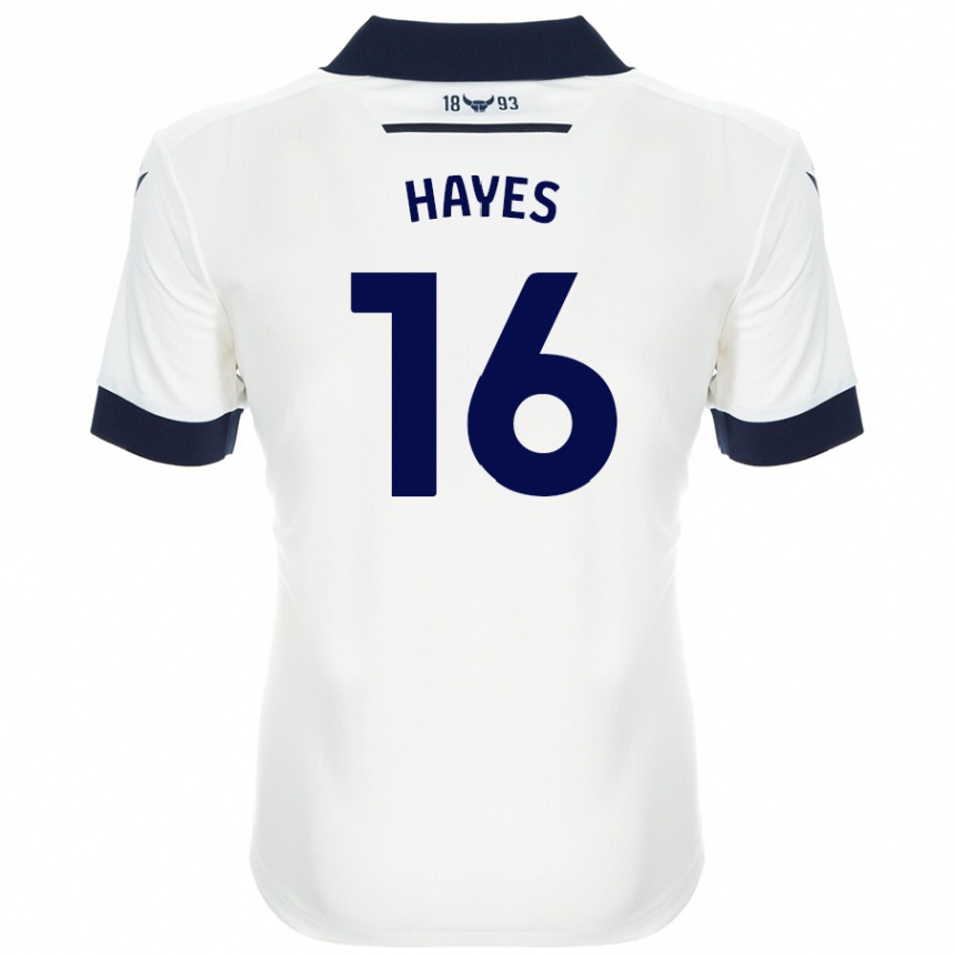 Damen Fußball Georgia Hayes #16 Weiß Marineblau Auswärtstrikot Trikot 2024/25 T-Shirt Luxemburg