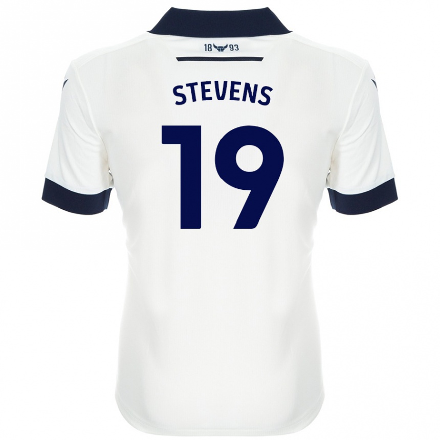 Damen Fußball Lily Stevens #19 Weiß Marineblau Auswärtstrikot Trikot 2024/25 T-Shirt Luxemburg