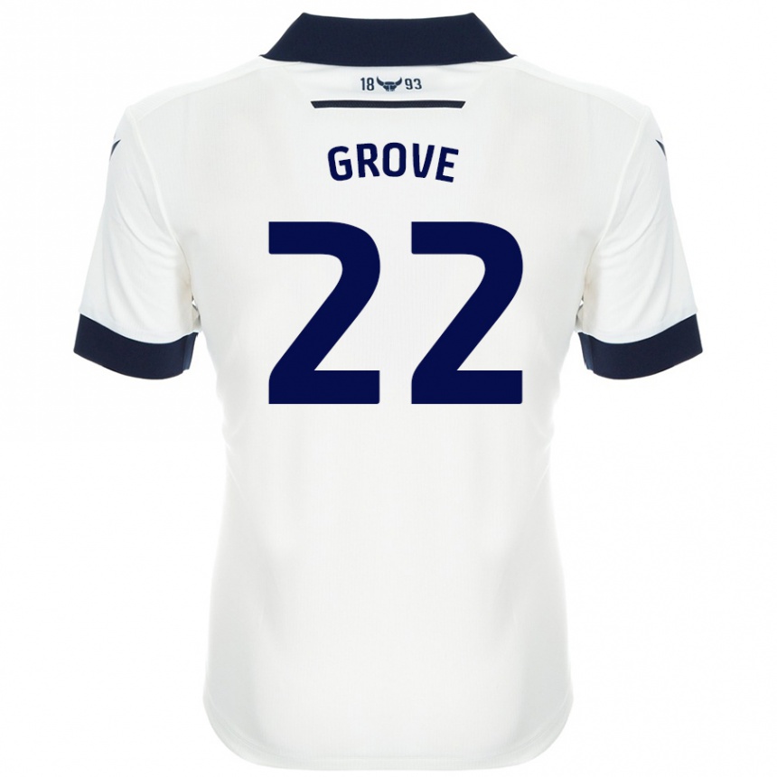 Damen Fußball Jade Grove #22 Weiß Marineblau Auswärtstrikot Trikot 2024/25 T-Shirt Luxemburg