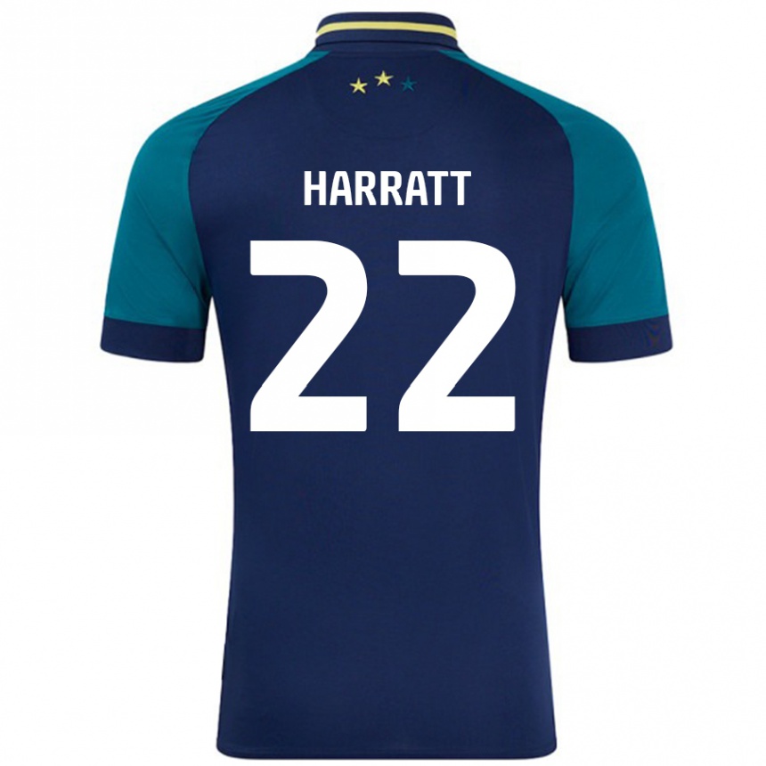 Damen Fußball Kian Harratt #22 Marine Dunkelgrün Auswärtstrikot Trikot 2024/25 T-Shirt Luxemburg