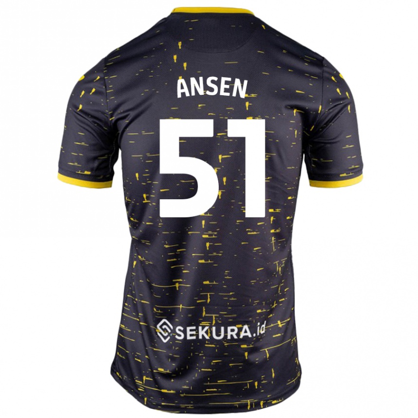 Damen Fußball Caleb Ansen #51 Schwarz Gelb Auswärtstrikot Trikot 2024/25 T-Shirt Luxemburg