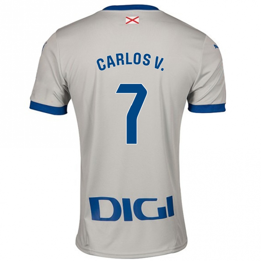 Damen Fußball Carlos Vicente #7 Hellgrau Auswärtstrikot Trikot 2024/25 T-Shirt Luxemburg