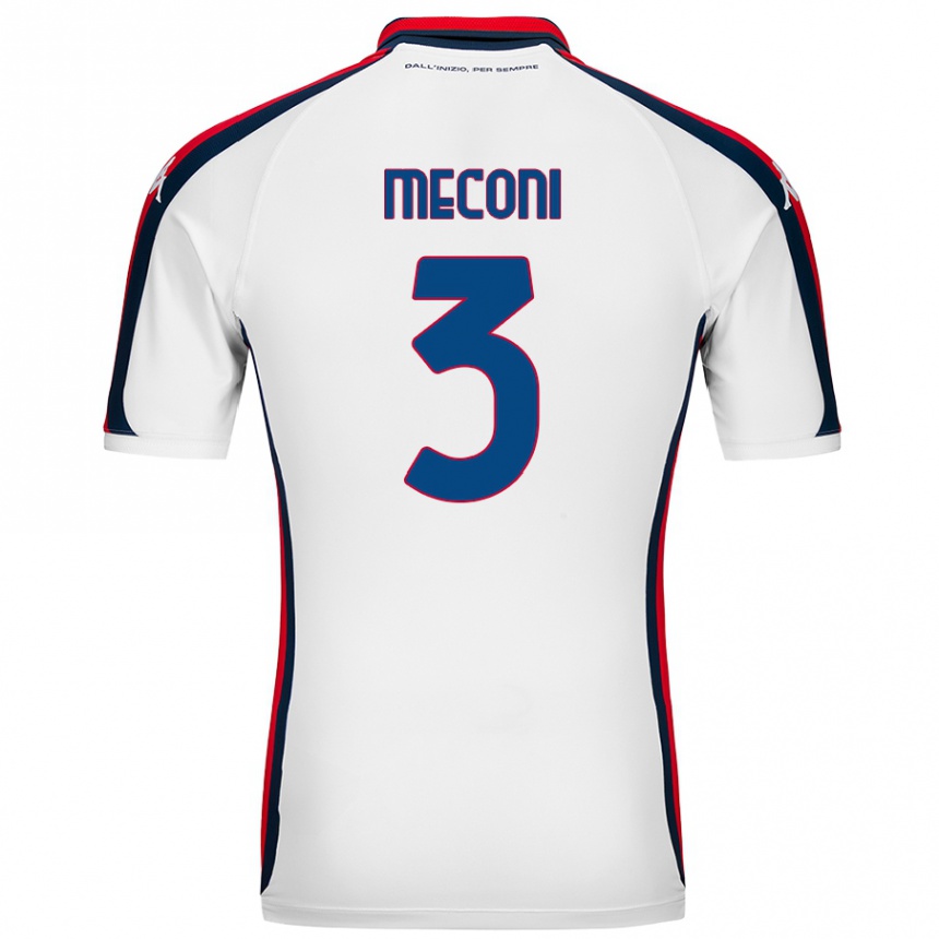 Damen Fußball Edoardo Meconi #3 Weiß Auswärtstrikot Trikot 2024/25 T-Shirt Luxemburg