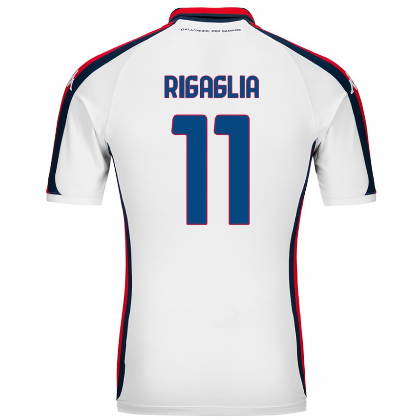 Damen Fußball Alison Rigaglia #11 Weiß Auswärtstrikot Trikot 2024/25 T-Shirt Luxemburg