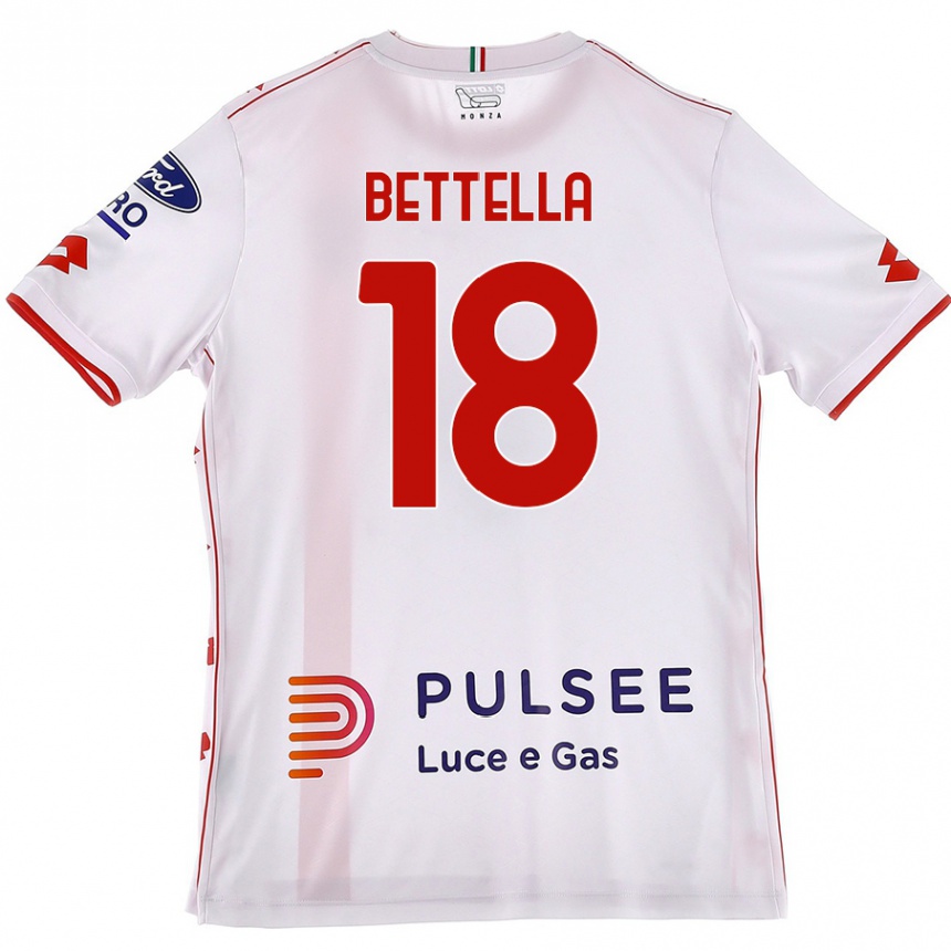 Damen Fußball Davide Bettella #18 Weiß Rot Auswärtstrikot Trikot 2024/25 T-Shirt Luxemburg