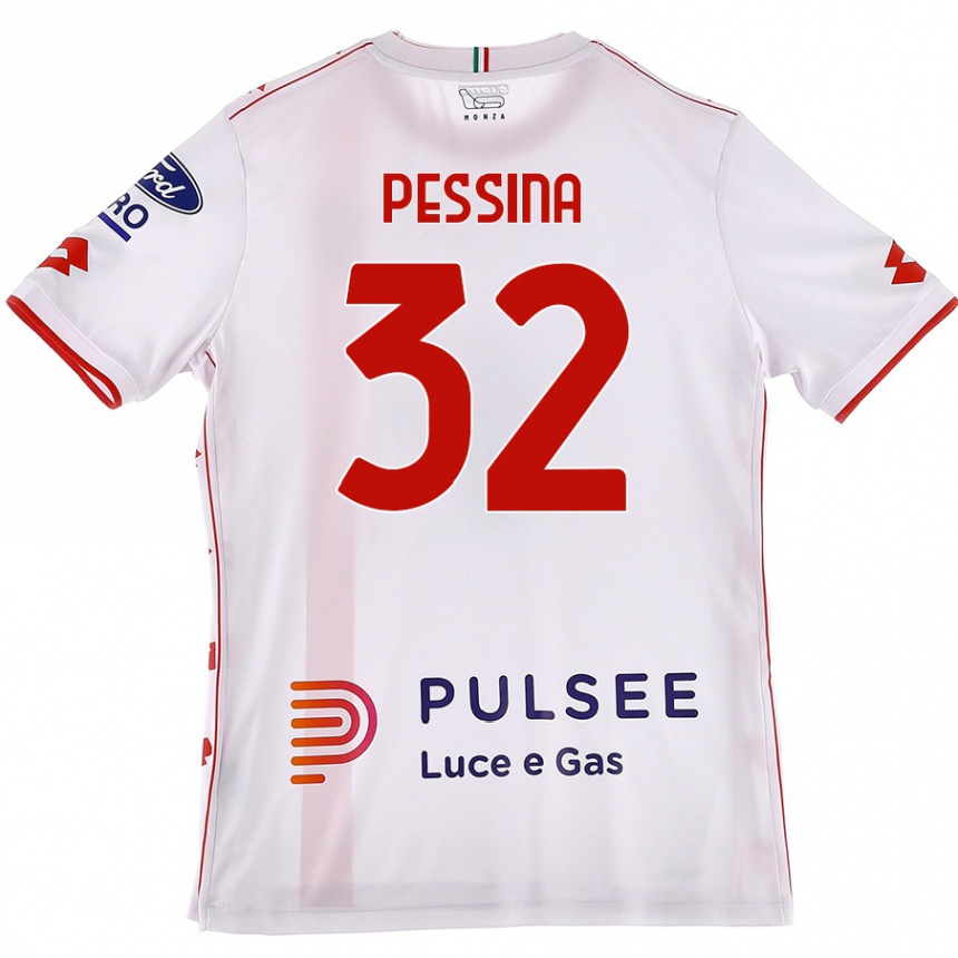 Damen Fußball Matteo Pessina #32 Weiß Rot Auswärtstrikot Trikot 2024/25 T-Shirt Luxemburg