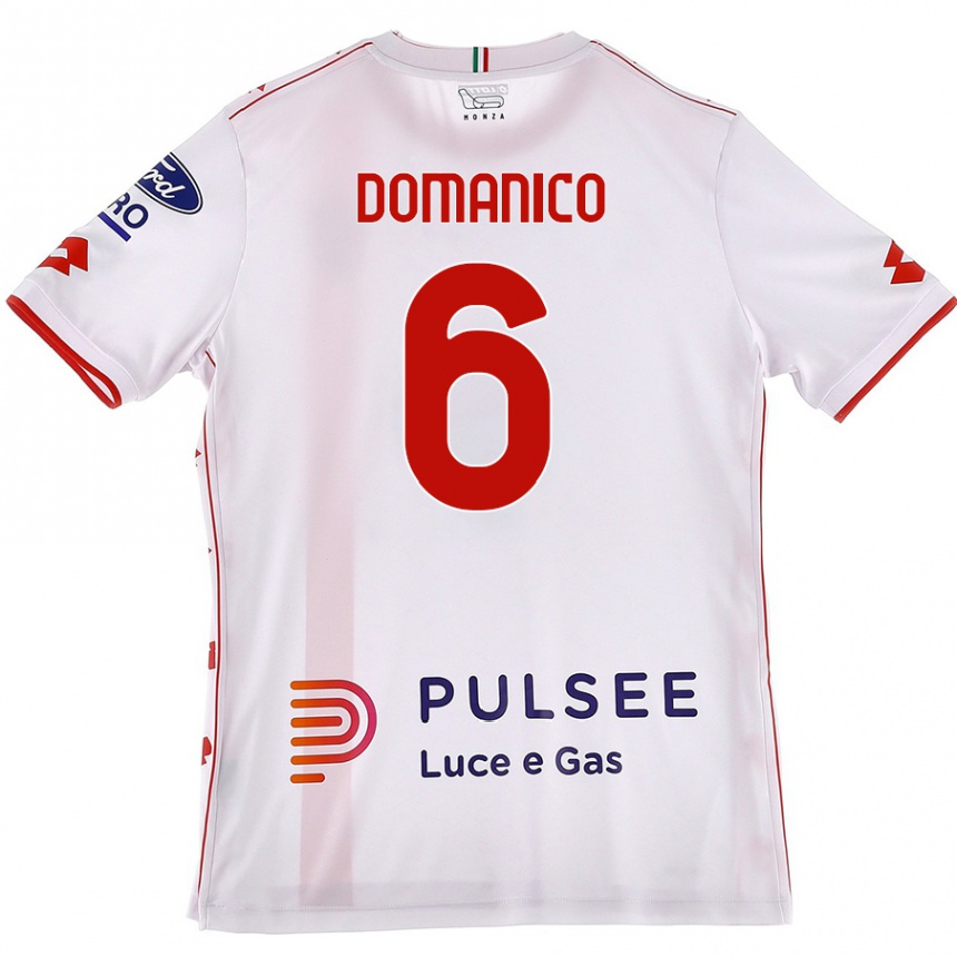 Damen Fußball Saverio Domanico #6 Weiß Rot Auswärtstrikot Trikot 2024/25 T-Shirt Luxemburg