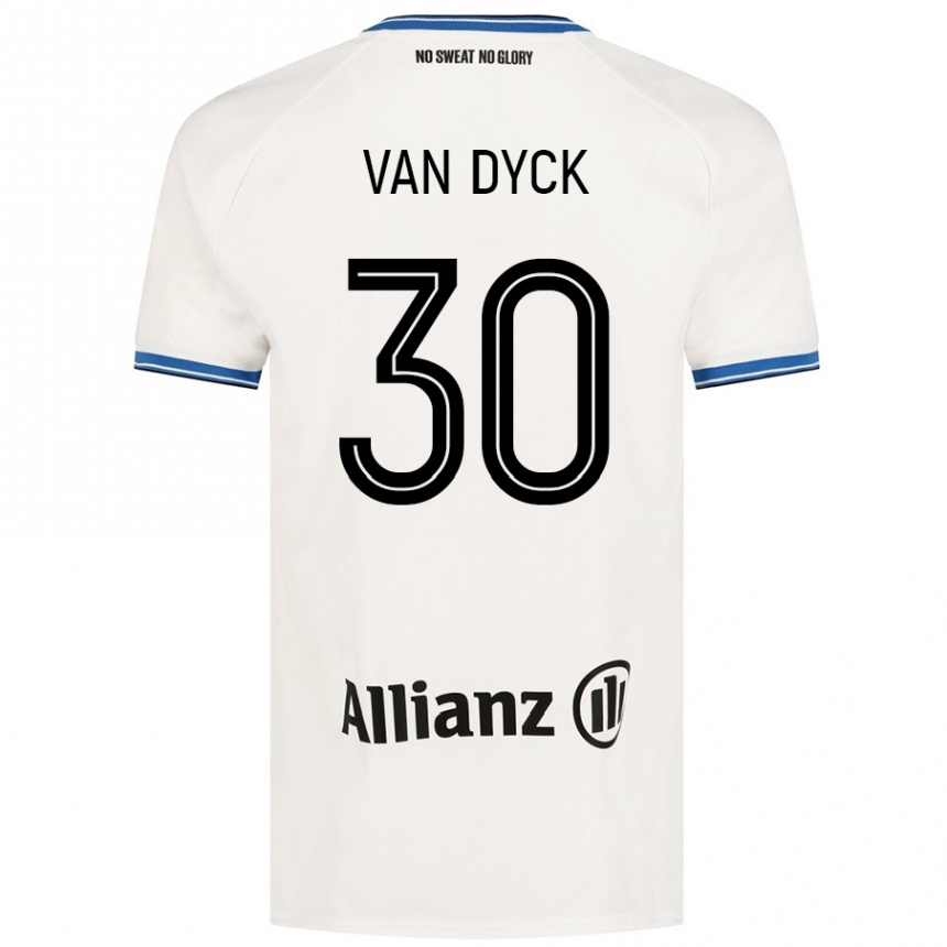 Damen Fußball Nell Van Dyck #30 Weiß Auswärtstrikot Trikot 2024/25 T-Shirt Luxemburg