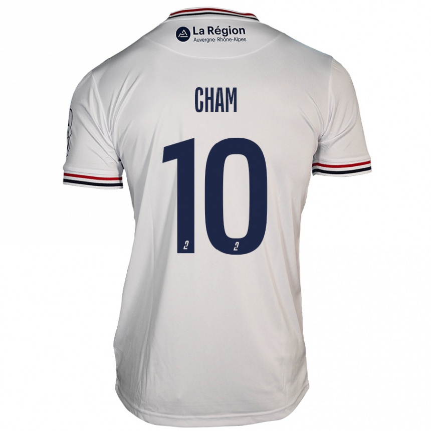 Damen Fußball Muhammed Cham #10 Weiß Auswärtstrikot Trikot 2024/25 T-Shirt Luxemburg