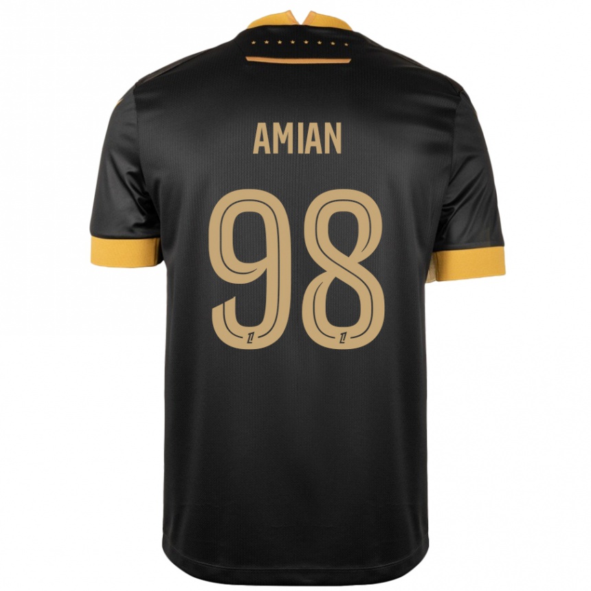 Damen Fußball Kelvin Amian #98 Schwarz Braun Auswärtstrikot Trikot 2024/25 T-Shirt Luxemburg