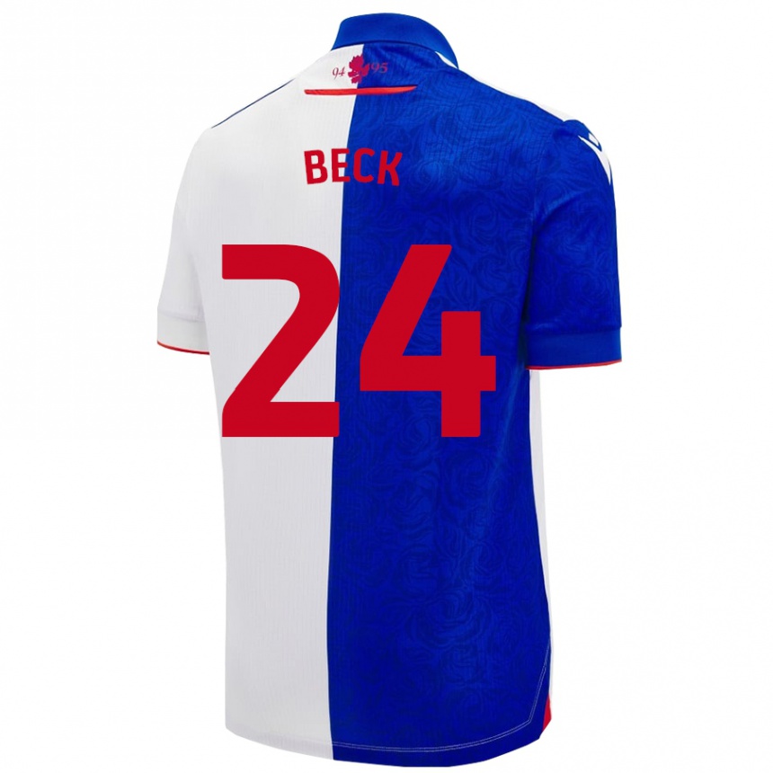 Kinder Fußball Owen Beck #24 Himmelblau Weiß Heimtrikot Trikot 2024/25 T-Shirt Luxemburg