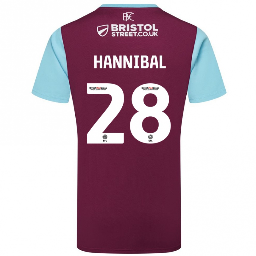 Kinder Fußball Hannibal Mejbri #28 Burgunderrot Himmelblau Heimtrikot Trikot 2024/25 T-Shirt Luxemburg