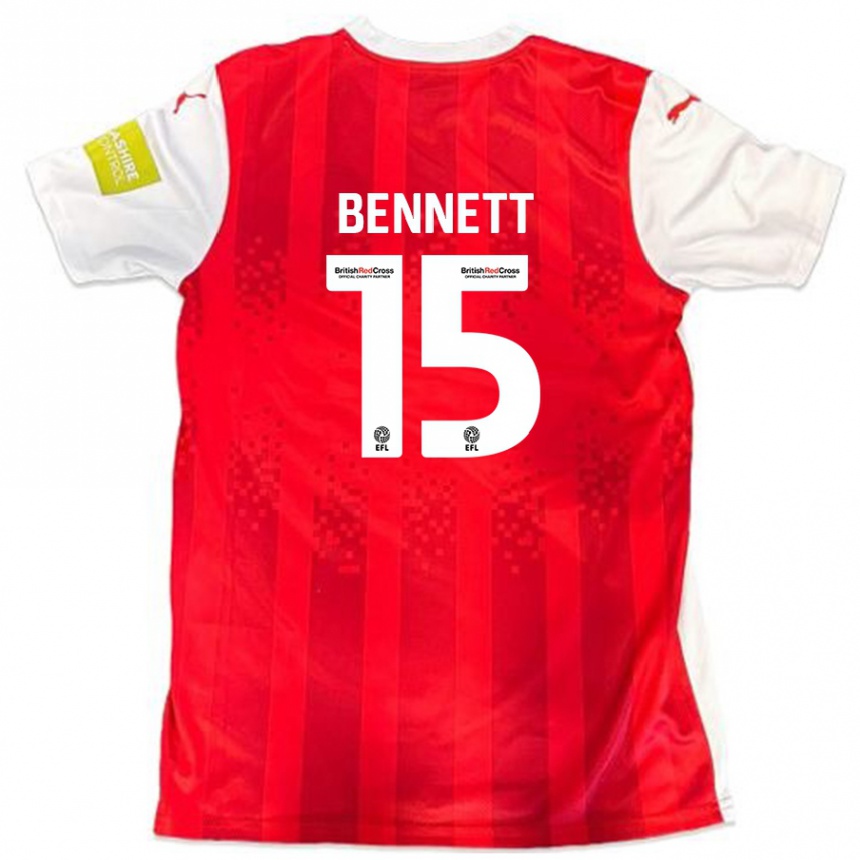 Kinder Fußball Rhys Bennett #15 Rot Weiß Heimtrikot Trikot 2024/25 T-Shirt Luxemburg