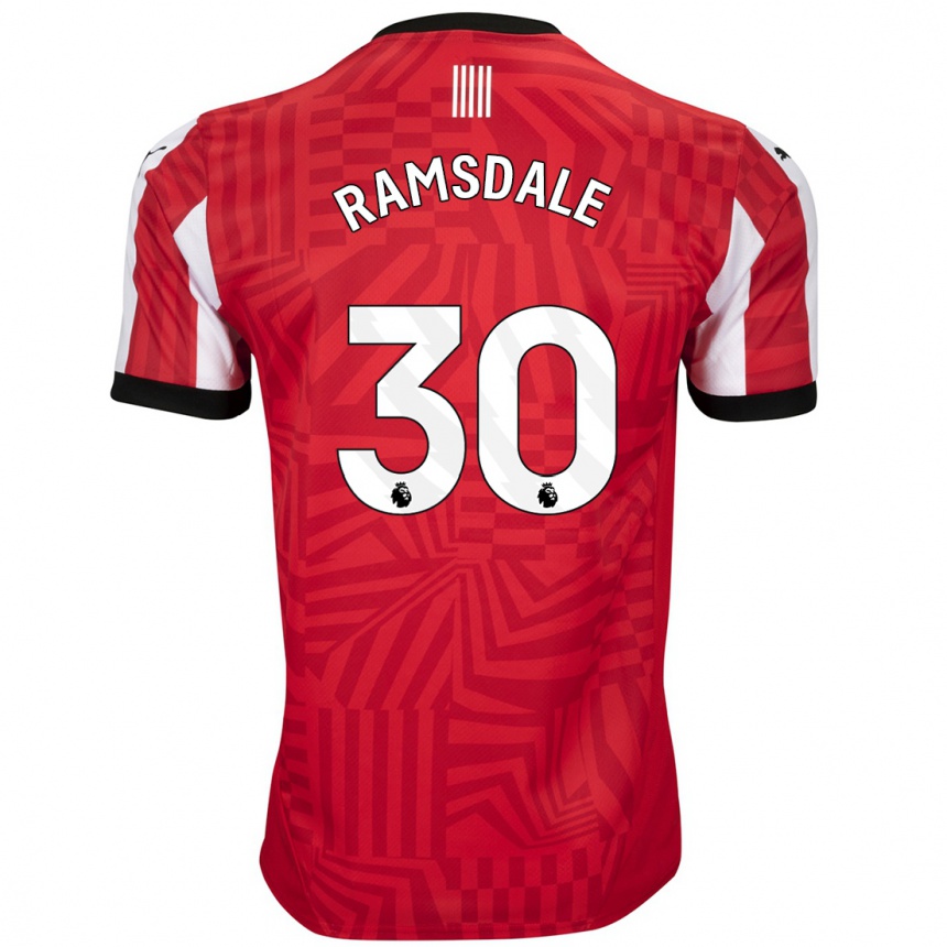 Kinder Fußball Aaron Ramsdale #30 Rot Weiß Heimtrikot Trikot 2024/25 T-Shirt Luxemburg