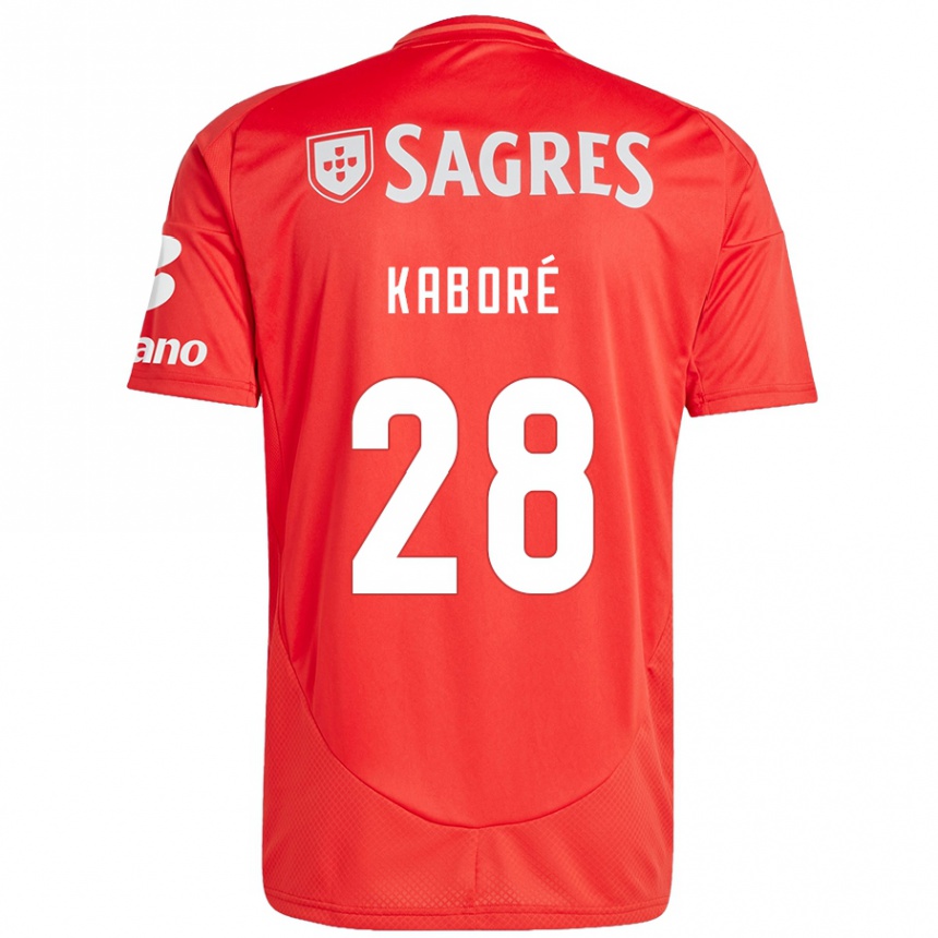 Kinder Fußball Issa Kabore #28 Rot Weiß Heimtrikot Trikot 2024/25 T-Shirt Luxemburg