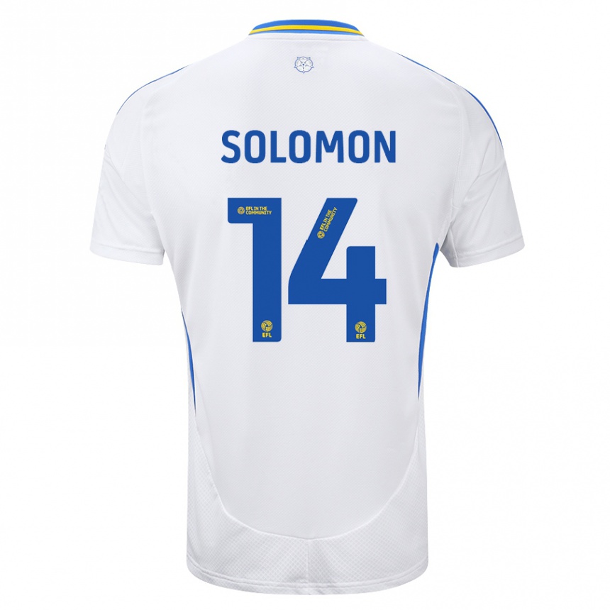 Kinder Fußball Manor Solomon #14 Weiß Blau Heimtrikot Trikot 2024/25 T-Shirt Luxemburg