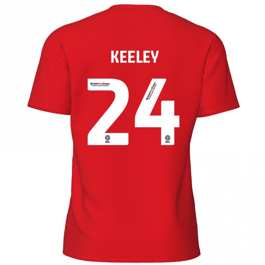 Kinder Fußball Josh Keeley #24 Rot Heimtrikot Trikot 2024/25 T-Shirt Luxemburg