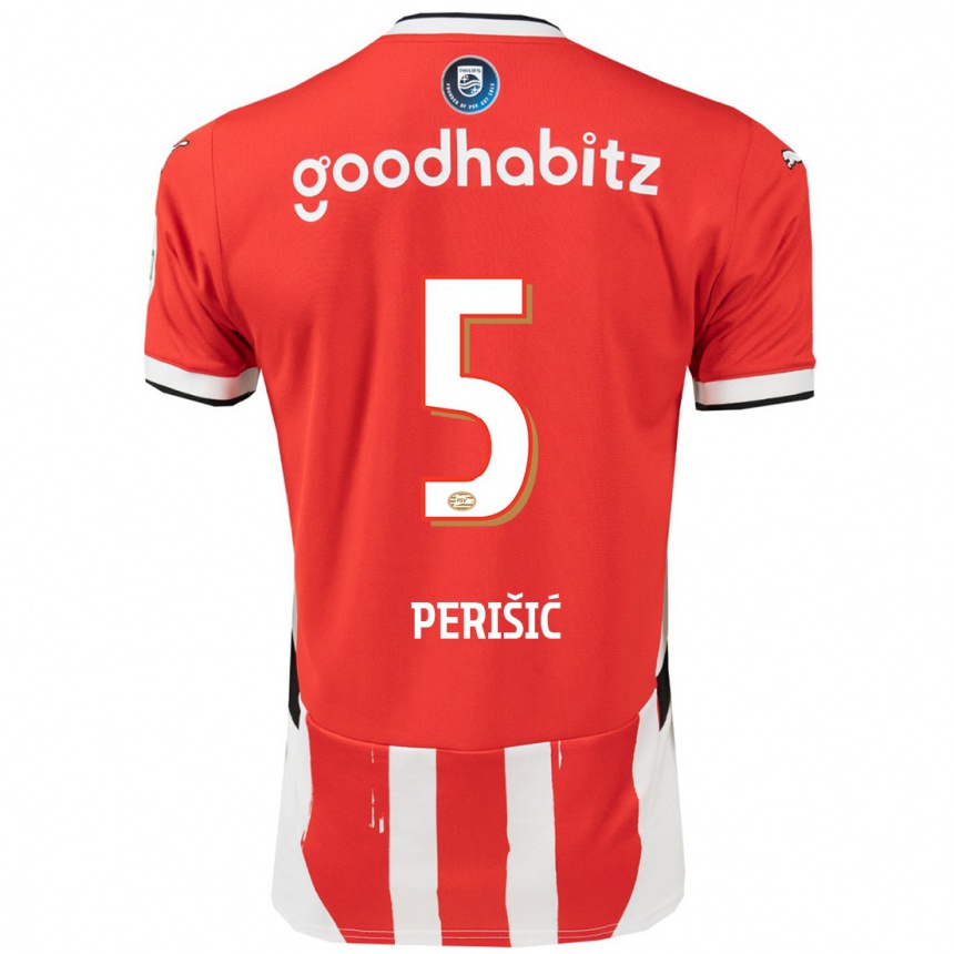 Kinder Fußball Ivan Perisic #5 Rot Weiß Heimtrikot Trikot 2024/25 T-Shirt Luxemburg