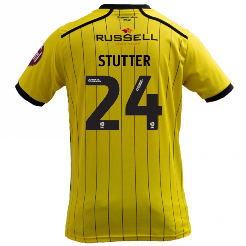 Kinder Fußball Ronnie Stutter #24 Gelb Heimtrikot Trikot 2024/25 T-Shirt Luxemburg