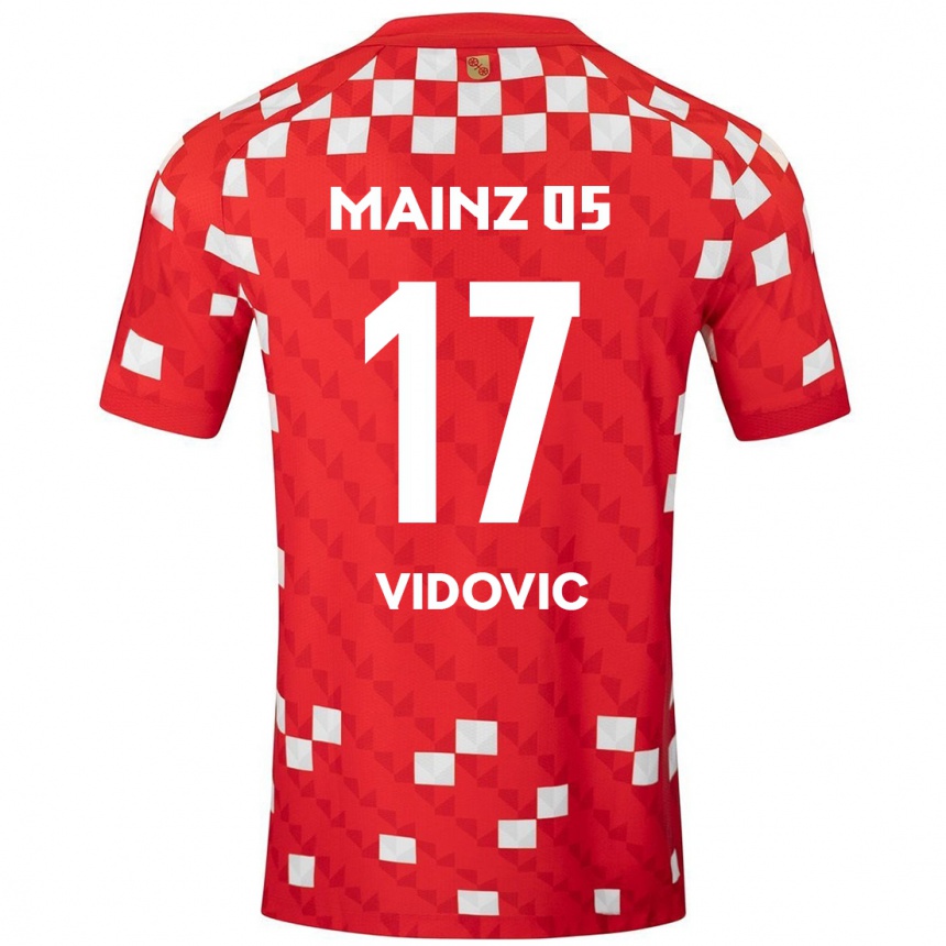 Kinder Fußball Gabriel Vidovic #17 Weiß Rot Heimtrikot Trikot 2024/25 T-Shirt Luxemburg