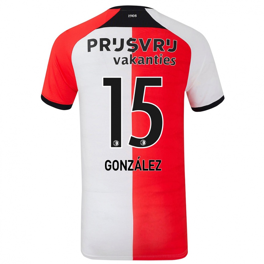 Kinder Fußball Facundo González #15 Rot Weiß Heimtrikot Trikot 2024/25 T-Shirt Luxemburg