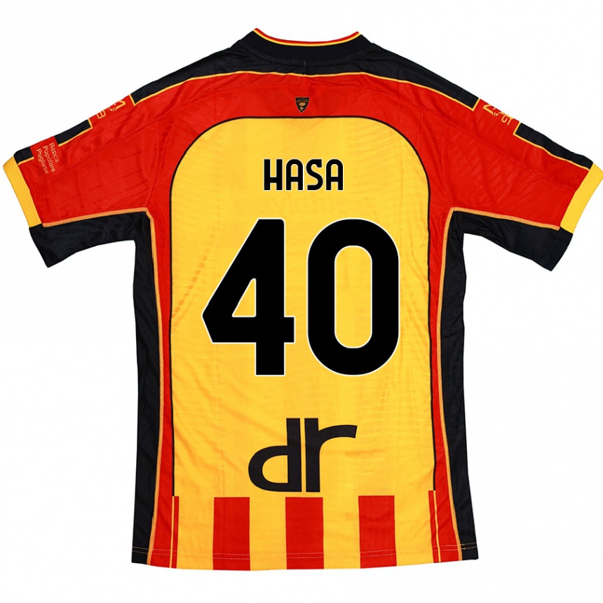 Kinder Fußball Luis Hasa #40 Gelb Rot Heimtrikot Trikot 2024/25 T-Shirt Luxemburg