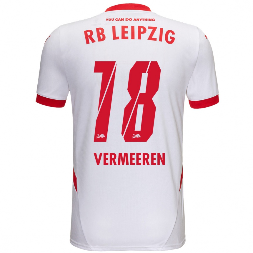 Kinder Fußball Arthur Vermeeren #18 Weiß Rot Heimtrikot Trikot 2024/25 T-Shirt Luxemburg