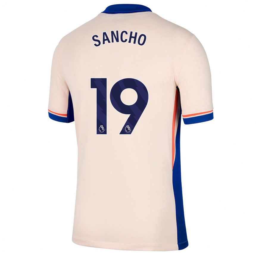 Kinder Fußball Jadon Sancho #19 Hellbeige Auswärtstrikot Trikot 2024/25 T-Shirt Luxemburg