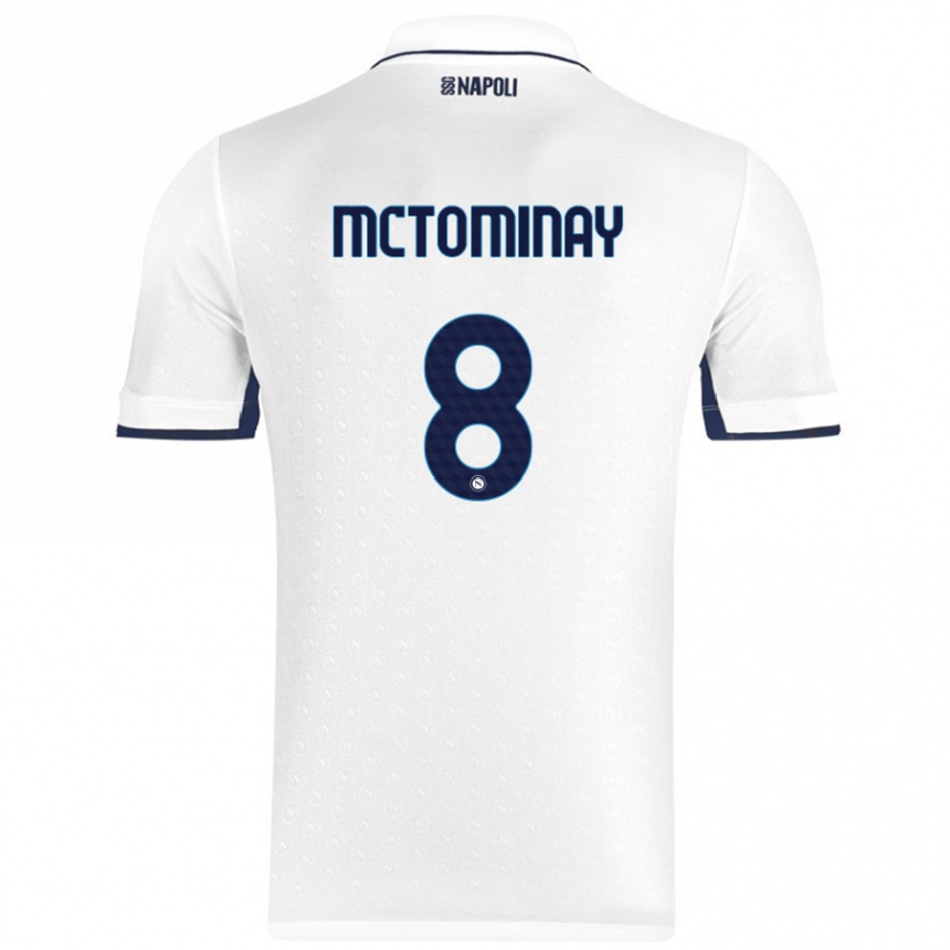 Kinder Fußball Scott Mctominay #8 Weiß Königsblau Auswärtstrikot Trikot 2024/25 T-Shirt Luxemburg