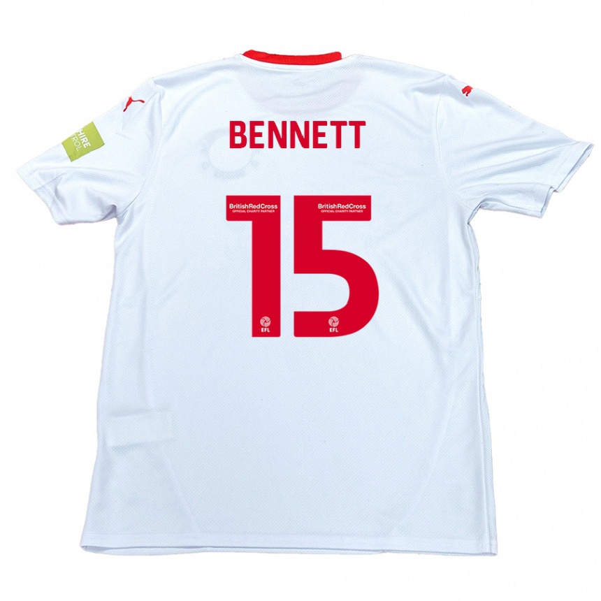 Kinder Fußball Rhys Bennett #15 Weiß Auswärtstrikot Trikot 2024/25 T-Shirt Luxemburg