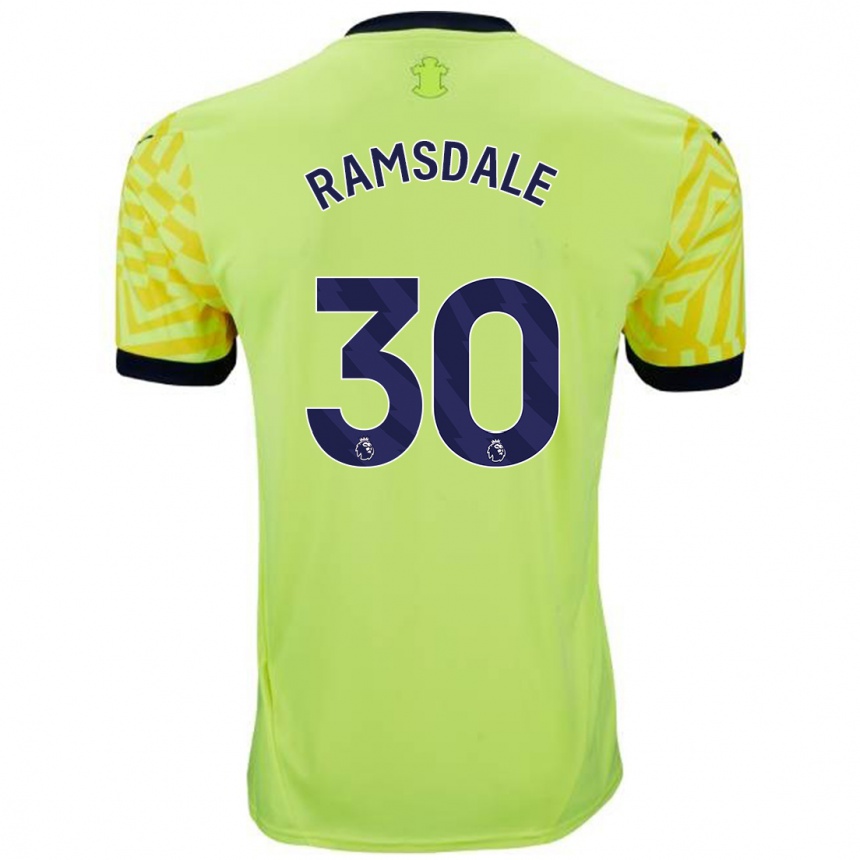 Kinder Fußball Aaron Ramsdale #30 Gelb Auswärtstrikot Trikot 2024/25 T-Shirt Luxemburg