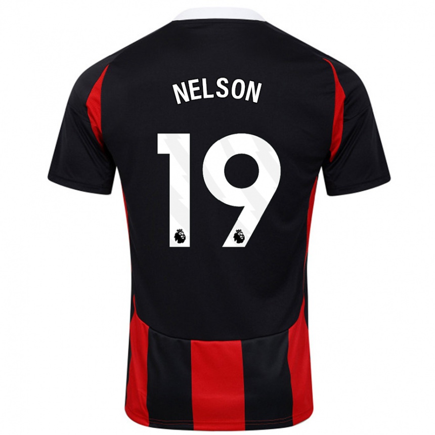 Kinder Fußball Reiss Nelson #19 Schwarz Rot Auswärtstrikot Trikot 2024/25 T-Shirt Luxemburg