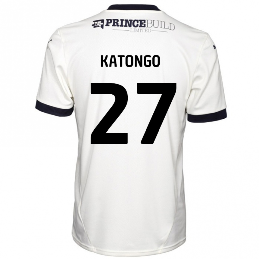 Kinder Fußball Jadel Katongo #27 Cremeweiß Schwarz Auswärtstrikot Trikot 2024/25 T-Shirt Luxemburg