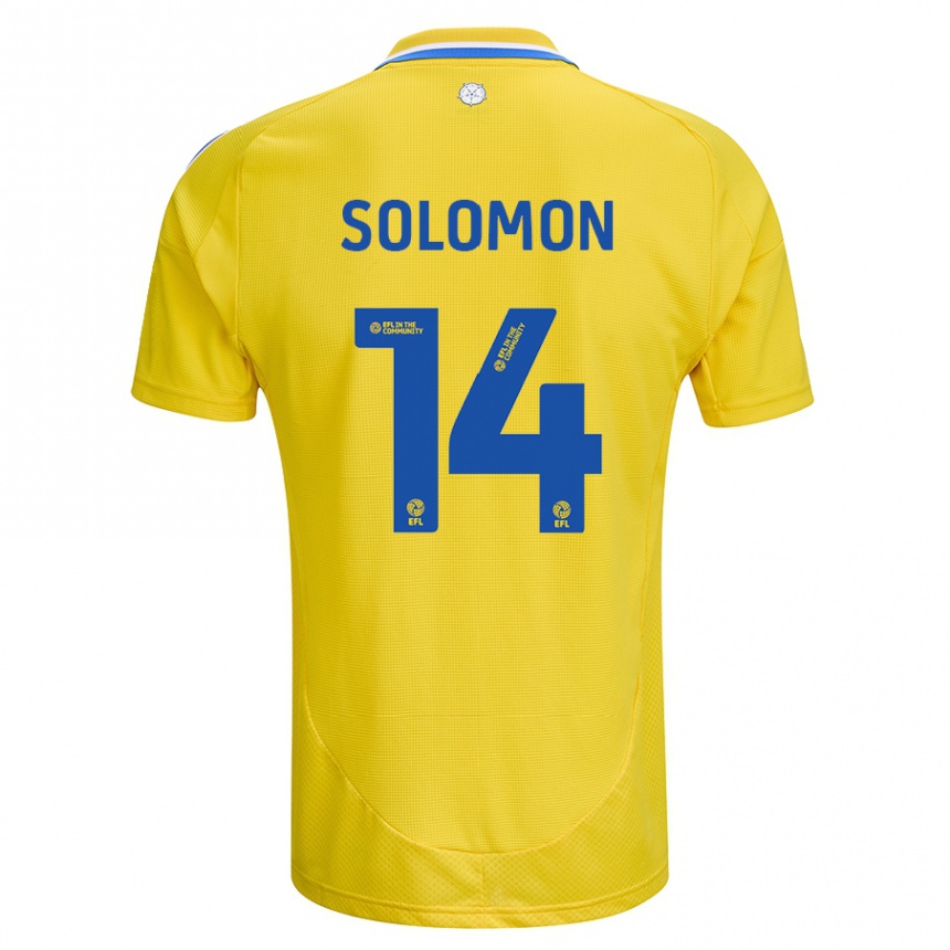 Kinder Fußball Manor Solomon #14 Gelb Blau Auswärtstrikot Trikot 2024/25 T-Shirt Luxemburg