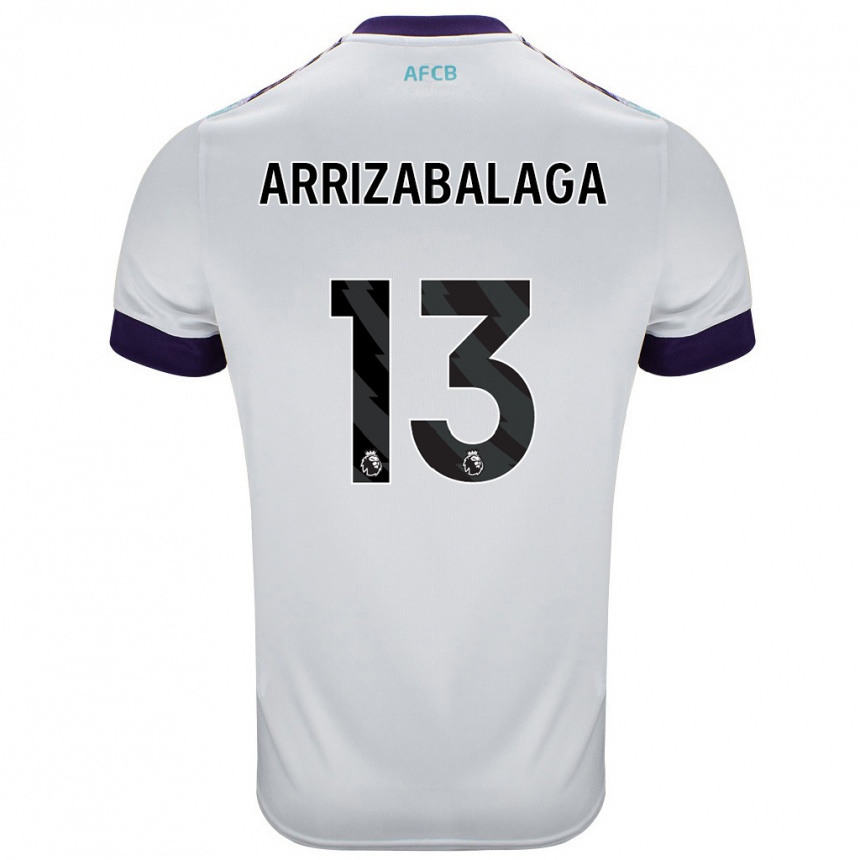 Kinder Fußball Kepa Arrizabalaga #13 Weiß Grün Lila Auswärtstrikot Trikot 2024/25 T-Shirt Luxemburg