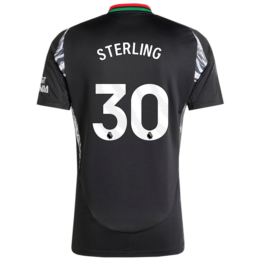 Kinder Fußball Raheem Sterling #30 Schwarz Auswärtstrikot Trikot 2024/25 T-Shirt Luxemburg