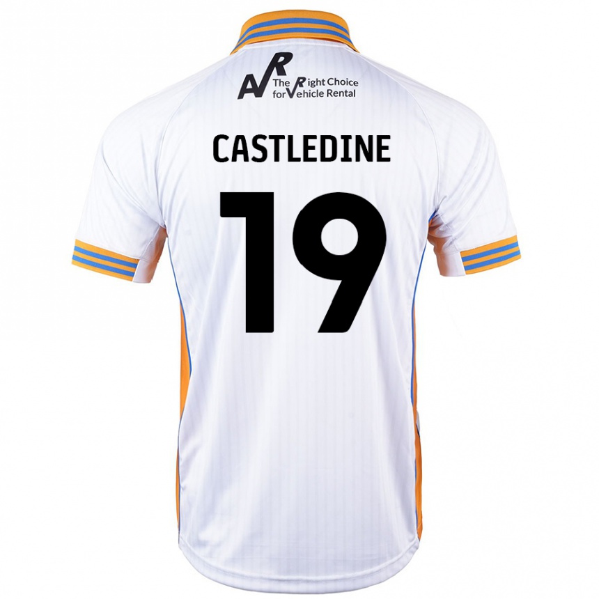 Kinder Fußball Leo Castledine #19 Weiß Auswärtstrikot Trikot 2024/25 T-Shirt Luxemburg