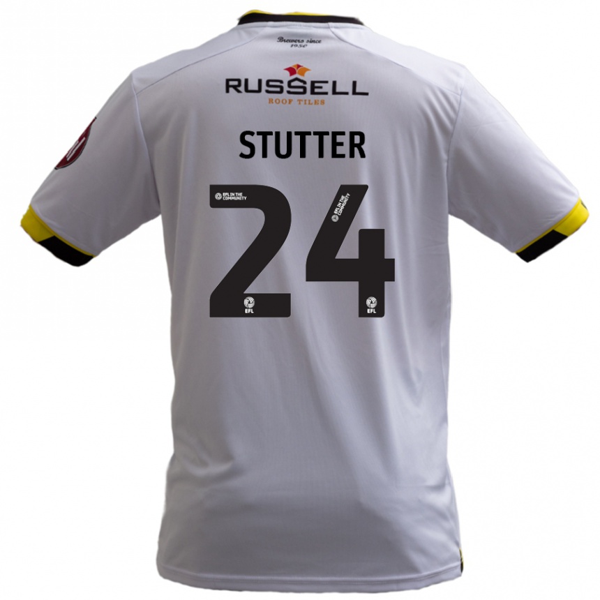 Kinder Fußball Ronnie Stutter #24 Weiß Auswärtstrikot Trikot 2024/25 T-Shirt Luxemburg