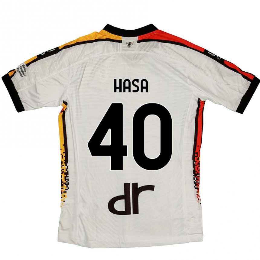 Kinder Fußball Luis Hasa #40 Weiß Schwarz Auswärtstrikot Trikot 2024/25 T-Shirt Luxemburg