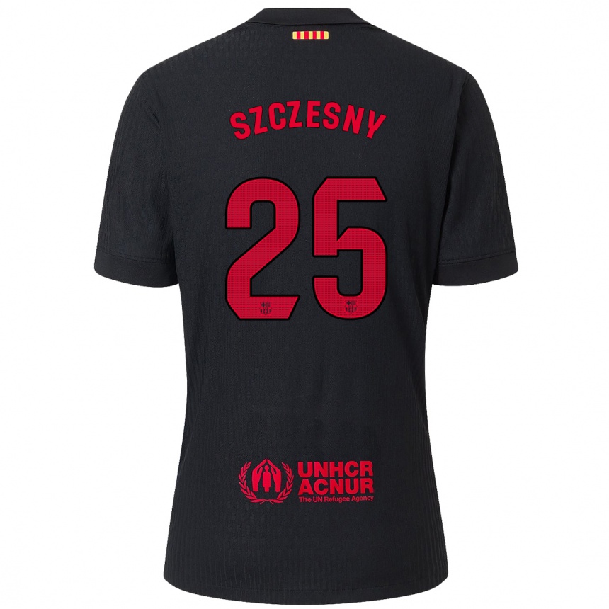 Kinder Fußball Wojciech Szczesny #25 Schwarz Rot Auswärtstrikot Trikot 2024/25 T-Shirt Luxemburg