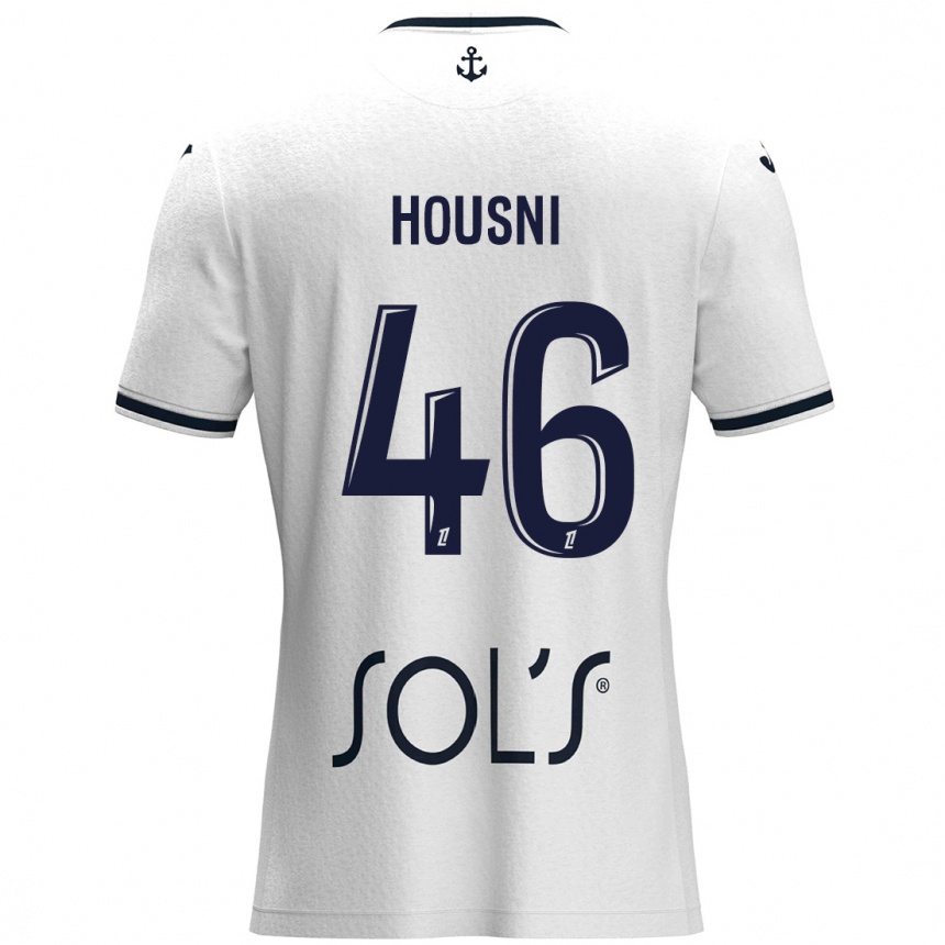 Kinder Fußball Ilyes Housni #46 Weiß Dunkelblau Auswärtstrikot Trikot 2024/25 T-Shirt Luxemburg