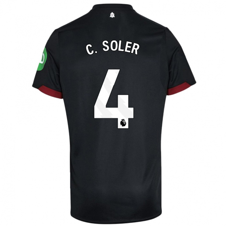 Kinder Fußball Carlos Soler #4 Schwarz Weiß Auswärtstrikot Trikot 2024/25 T-Shirt Luxemburg