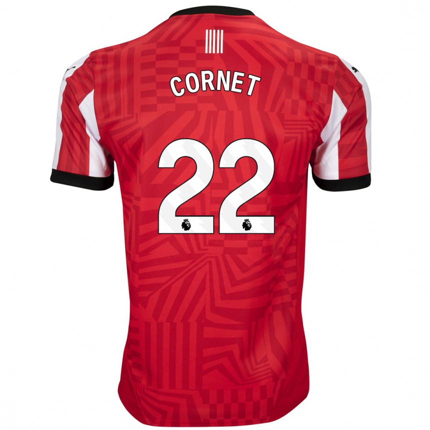 Kinder Fußball Maxwel Cornet #22 Rot Weiß Heimtrikot Trikot 2024/25 T-Shirt Luxemburg