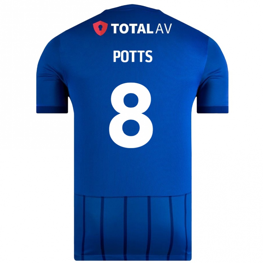 Kinder Fußball Freddie Potts #8 Blau Heimtrikot Trikot 2024/25 T-Shirt Luxemburg