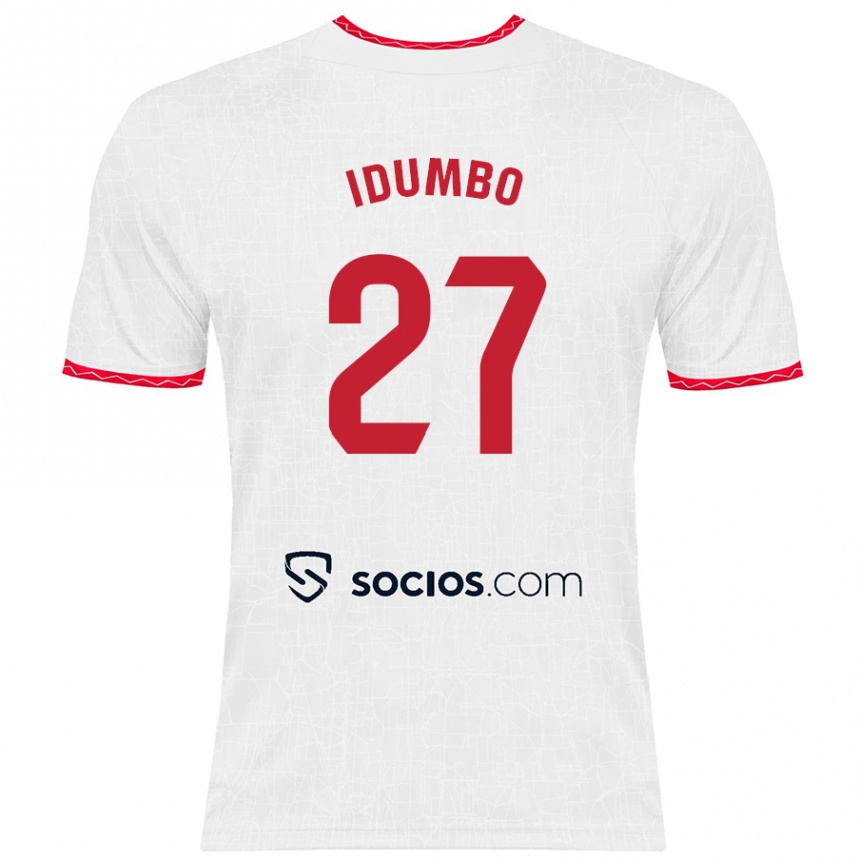 Kinder Fußball Stanis Idumbo Muzambo #27 Weiß Rot Heimtrikot Trikot 2024/25 T-Shirt Luxemburg