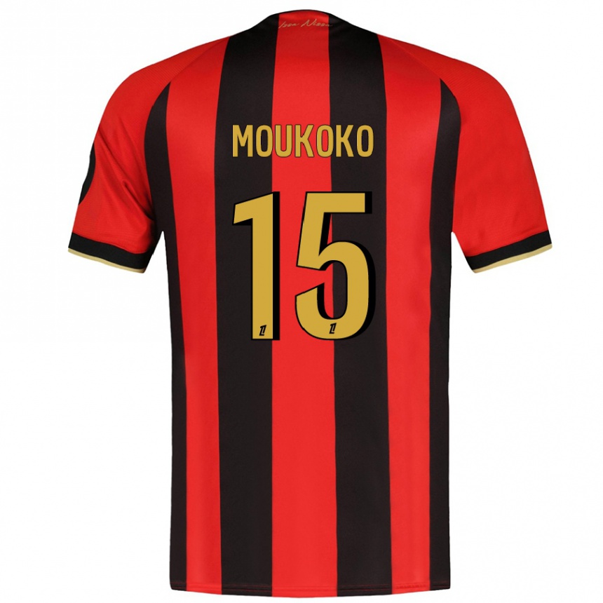 Kinder Fußball Youssoufa Moukoko #15 Rot Schwarz Heimtrikot Trikot 2024/25 T-Shirt Luxemburg