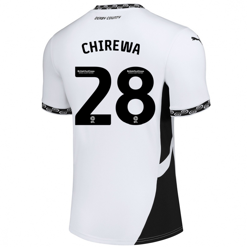 Kinder Fußball Tawanda Chirewa #28 Weiß Schwarz Heimtrikot Trikot 2024/25 T-Shirt Luxemburg