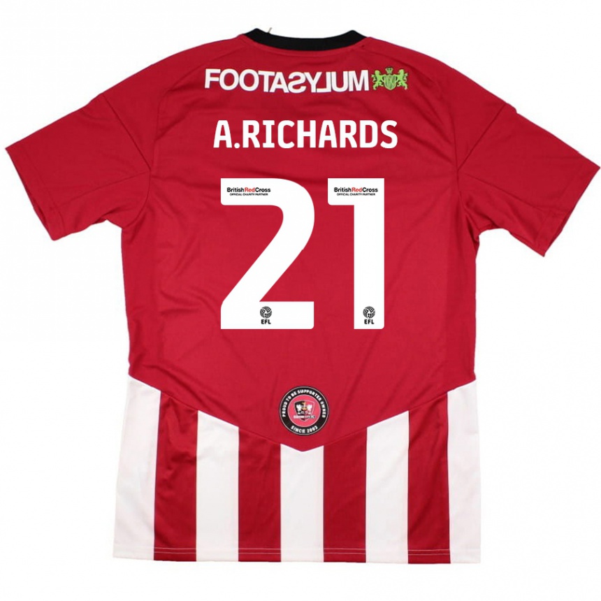 Kinder Fußball Amani Richards #21 Rot Weiß Heimtrikot Trikot 2024/25 T-Shirt Luxemburg