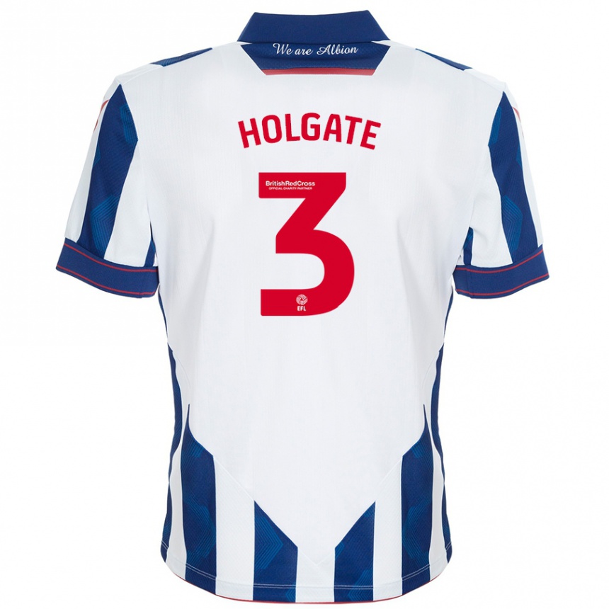 Kinder Fußball Mason Holgate #3 Weiß Dunkelblau Heimtrikot Trikot 2024/25 T-Shirt Luxemburg